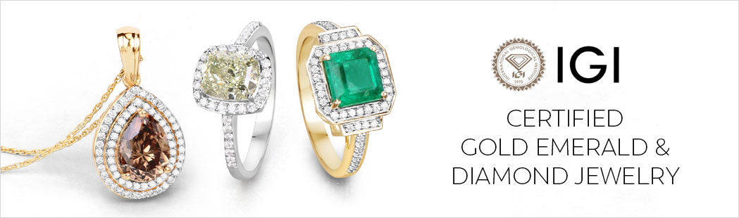 Make a statement with our Genuine Emerald & Diamond 14K Gold Jewelry - IGI certified jewelry collection!
